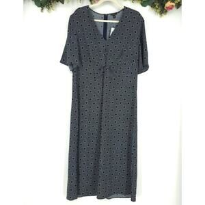 Ann Taylor Factory Navy and White Polka Dot Plus Size Midi Dress Size 16 NWT